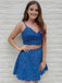 Two-piece A-line Spaghetti Strap Lace Homecoming Dresses, HDS0055