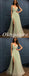 Sexy Tulle Spaghetti Straps Deep V-Neck Sleeveless Side Slit A-Line Long Prom Dresses,PDS0709