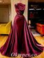 Elegant Satin Strapless Sleeveless Mermaid Long Prom Dresses,PDS0809