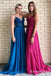 Spaghetti Straps A-Line Long Cheap Prom Dresses with Lace Top, TYP1898