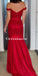 Gorgeous Red Off Shoulder Lace Mermaid Cheap Long Prom Dresses, PDS0154