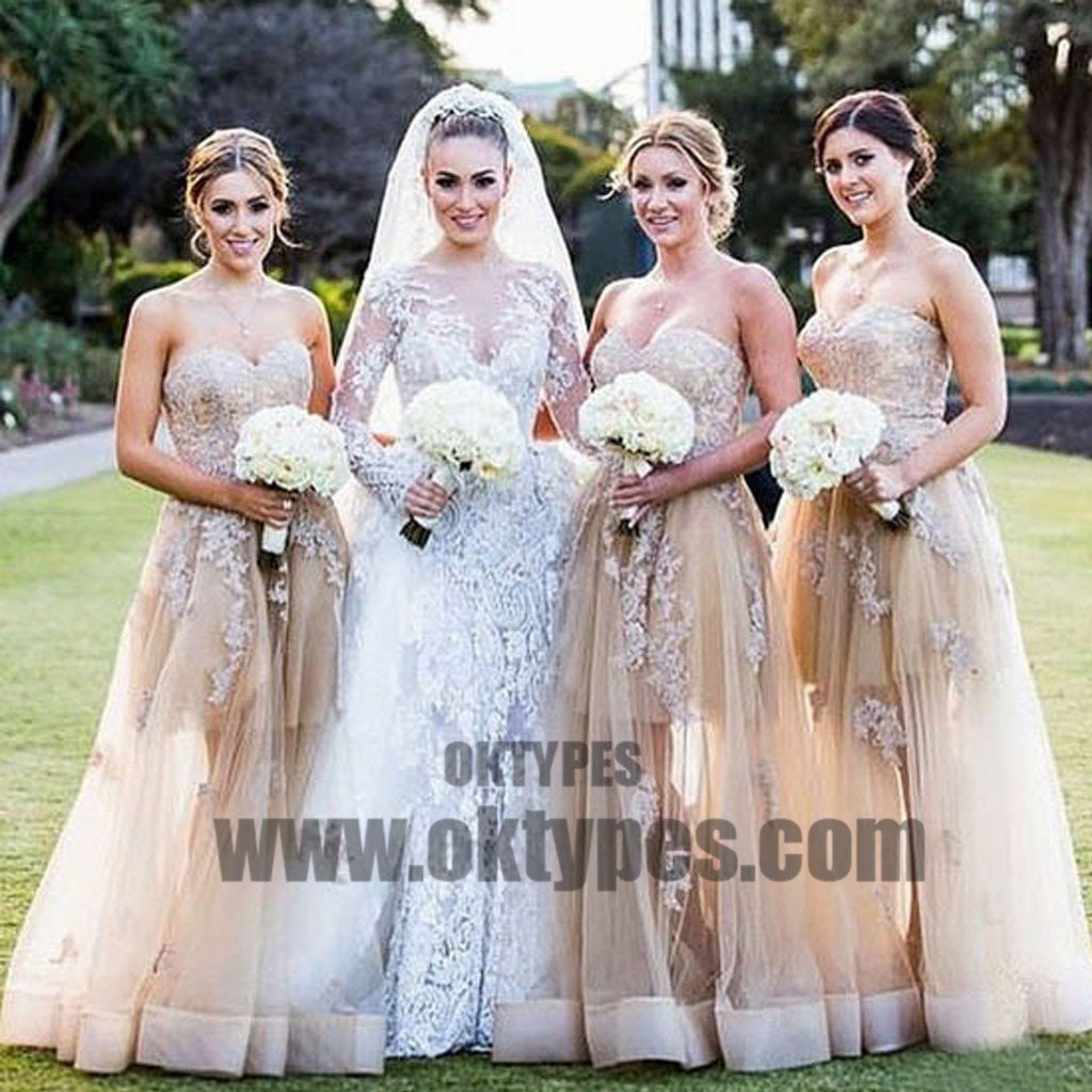 Gorgeous Sweetheart Long Lace Dresses for Maid of Honor, Cheap Wedding Guest Dress, TYP0430