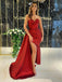 Sexy Sweetheart Red Mermaid Side Slit Cheap Long Prom Dresses, PDS0159