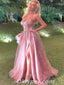 Pink Tulle Sweetheart Side Slit  A Line With Beadings Prom Dress,PDS0397