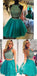 New Arrival turquoise two pieces beaded off shoulder casual homecoming prom dress, TYP0134