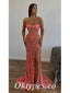 Sexy Sequin Sweetheart Sleeveless Side Slit Mermaid Long Prom Dresses, PDS0924