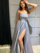 Simple Straight A-line Satin Side Slit Cheap Long Prom Dresses, PDS0161