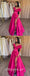 Sexy Satin Off Shoulder V-Neck Sleeveless A-Line Prom Dresses With Split ,PDS0492