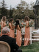 Sheath Crew Long Cheap Dusty Orange Chiffon Bridesmaid Dresses with Split, TYP1369