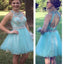 Hot Selling Tiffany Blue sparkly open back cute for teens homecoming prom dresses, TYP0087