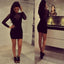 Long sleeve black see through tight sexy charming simple homecoming prom dress, TYP0092
