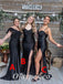 Mismatched Sexy Black Satin Sleeveless Mermaid Long Prom Dresses,PDS0770