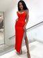 Spaghetti Straps Mermaid Side Slit Simple Long Prom Dresses, PDS0241