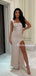 Spaghetti Straps Mermaid Side Slit Sequin Simple Prom Dresses, PDS0242