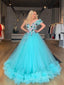Gorgeous One-shoulder A-line Tulle Lace Long Prom Dresses Online, PDS0222