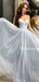 Newest Spaghetti Strap A-line Tulle Long Prom Dresses, PDS0173
