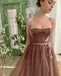 Lovely Spaghetti Straps A-line Tulle Long Prom Dresses, PDS0268