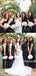 Simple One-shoulder Black Mermaid Side Slit Cheap Bridesmaid Dresses, BDS0128
