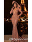 Elegant Sequin Long Sleeves V-Neck Mermaid Long Prom Dresses ,PDS0387