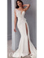 Elegant White Satin Sweetheart Sleeveless Side Slit Mermaid Long Prom Dresses With Belt,PDS0549