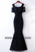 Black Long Mermaid Lace Prom Dresses, Off-shoulder Zipper Prom Dresses, Prom Dresses, TYP0472