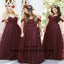 Clark Long Floor Length Tulle Bridesmaid Dresses, Off-shoulder Bridesmaid Dresses, TYP0354