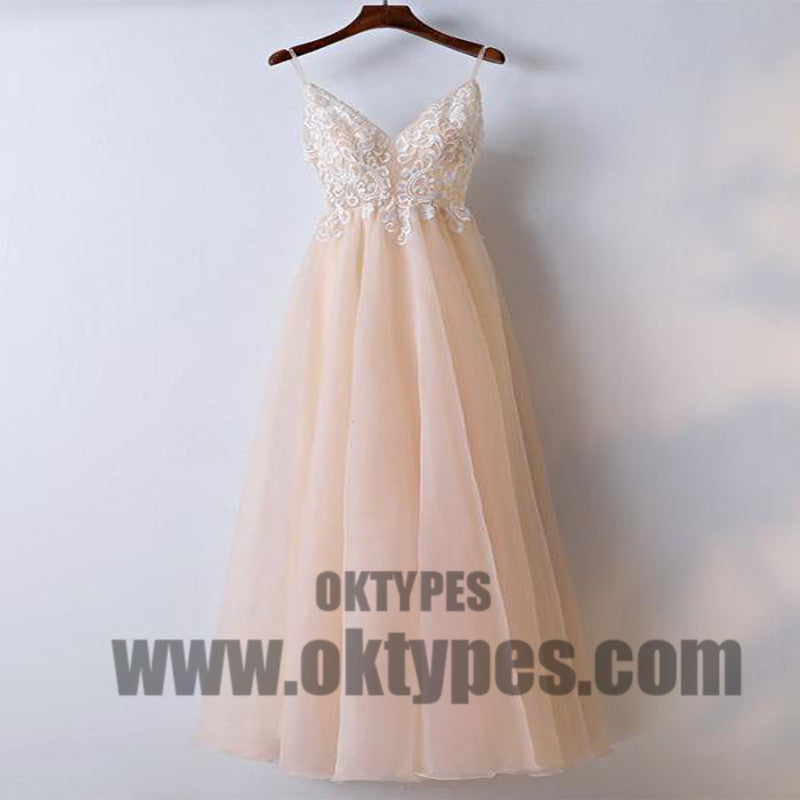 A Line Lace Prom Dress Cheap Long Prom Dress, Sexy Spaghetti Strap Prom Dresses, TYP0397