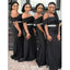 Black Soft Satin Spaghetti Straps Off Shoulder Floor Length Mermaid Bridesmaid Dresses, BDS0206