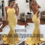 Yellow Halter Sleeveless Backless Prom Dress, Sexy Mermaid Floor Length Prom Dress, Prom Dresses, TYP0318