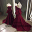 Claret Long Mermaid Prom Dresses, Sweetheart Prom Dresses, Zipper Prom Dresses, Ruffles Prom Dresses, TYP0232