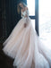 New Arrival V-neck A-line Tulle Lace Long Sleeve Wedding Dresses, WDS0082