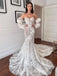 Charming Sweetheart Lace Applique Mermaid Long Cheap Wedding Dresses, WDS0076