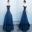 Royal Blue Long Prom Dresses, Lace Prom Dresses, Off-shoulder Prom Dresses, Lace Up Prom Dresses, TYP0231
