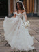 Popular Off-shoulder A-line Lace Appliques Simple Wedding Dresses, WDS0088