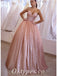 Sexy Shiny Pink Sequin Tulle Sweetheart V-Neck Sleeveless A-Line Long Prom Dresses,PDS0666