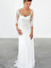 Mermaid Illusion Scoop Long Cheap Chiffon Appliques Wedding Dresses with Sleeves, TYP1036