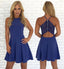 Open Back Blue Cheap Cute Simple Casual Homecoming Dresses 2018, CM434