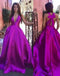 A-Line Long Modest Deep V-Neck Colorful Open Back Formal Elegant Prom Dresses, TYP1196