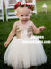 A-Line Straps White Tulle Flower Girl Dress with Lace Sequins, TYP0869