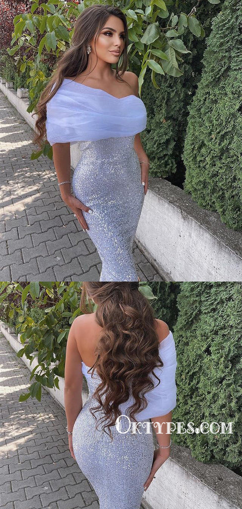 Sexy One-shoulder Mermaid Simple Long Prom Dresses, PDS0255