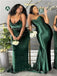 Mismatched Dark Green Bridesmaid Dresses Velvet Emerald Wedding Guest Dress , BDS0182