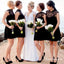 Simple Black Sleeveless A Line Short Bridesmaid Dresses With Lace, TYP1805