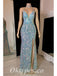 Sexy Shiny Sequin Spaghetti Straps V-Neck Sleeveless Criss Cross Lace Up Side Slit Mermaid Long prom Dresses, PDS0831