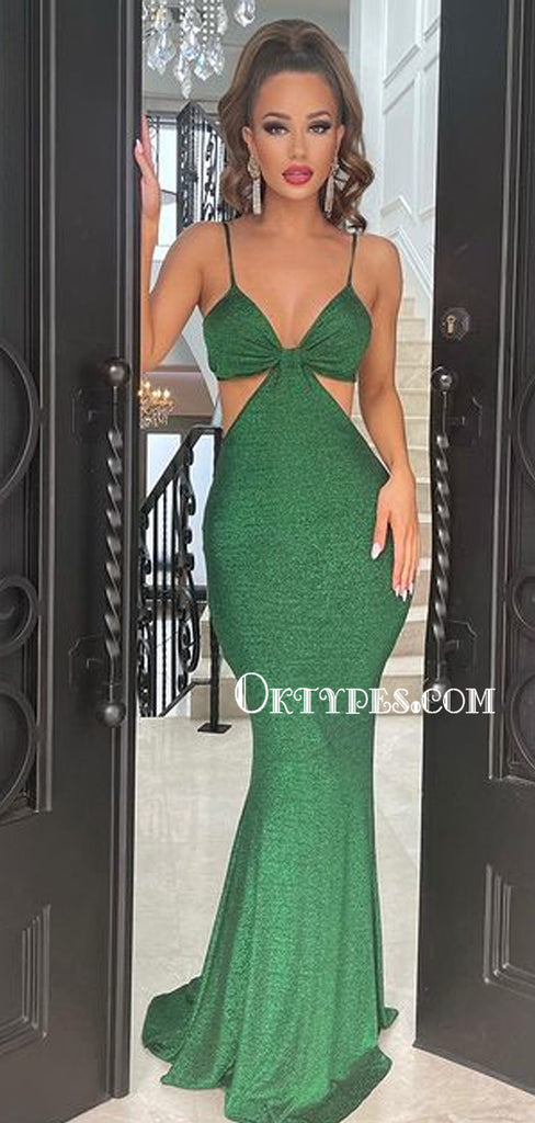 Sexy V-neck Mermaid Simple Long Prom Dresses Online, PDS0201