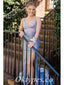 Charming Sequin Spaghetti Straps Sleeveless Criss Cross Side Slit Mermaid Long Prom Dresses,PDS0608