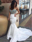 Mermaid Sweetheart Neck White Sweep Train Prom Dresses with Beading, TYP1864