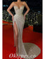 Sexy Sequin Sweetheart V-Neck Sleeveless Side Slit Mermaid Long Prom Dresses,PDS0704
