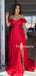 Sexy Off-shoulder A-line Side Slit Long Prom Dresses, PDS0179
