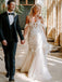 Romantic Off-shoulder Mermaid Lace Tulle Wedding Dresses, WDS0095