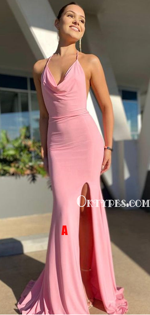 Sexy Halter Open Back Mermaid Long Prom Dresses, PDS0180